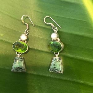 925 silver, semi-precious stone earrings.